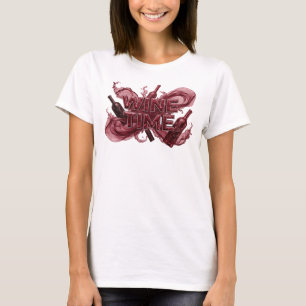 Trendy Red WINE TIME Quote Shirt