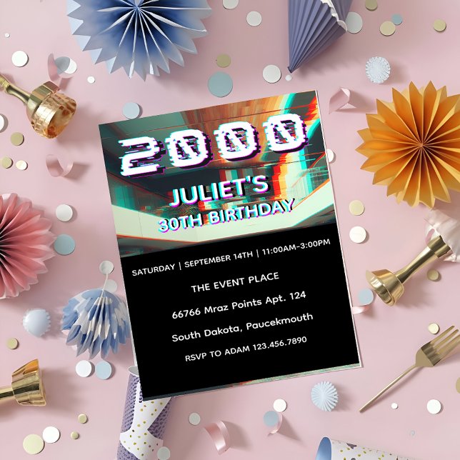 trendy retro 30th birthday 2000s party birthday invitation (Creator Uploaded)