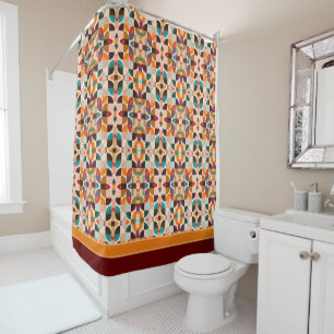 Trendy Retro Abstract Squares Collection Shower Curtain