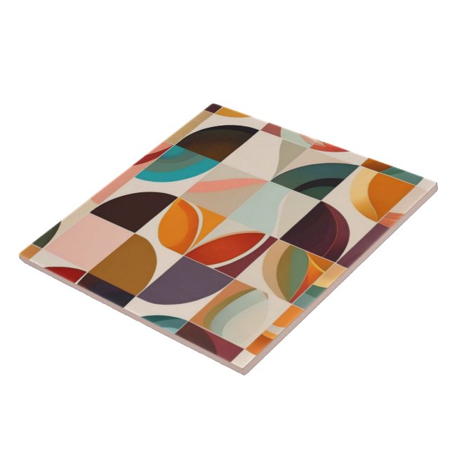 Trendy Retro Abstract Squares Collection Tile (Side)
