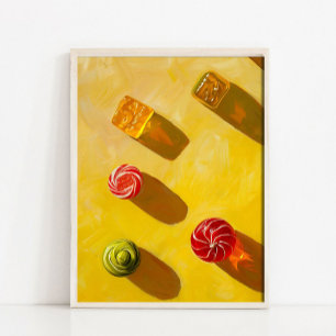 Trendy Retro Art Print, Modern Candy Painting, Col Poster