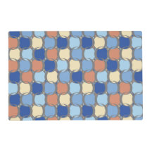 Trendy Retro Blue Orange and Yellow Circles Design