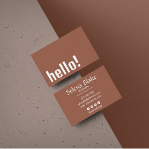 Trendy Retro Boho  – Modern brown and White Business Card