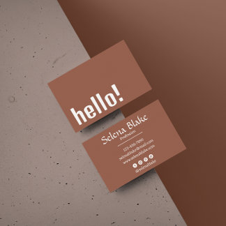 Trendy Retro Boho  – Modern brown and White Business Card