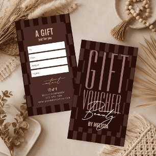 Trendy Retro Brown & Beige Spa Salon Gift Voucher