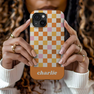 Trendy Retro Checkerboard Monogram iPhone 15 Case