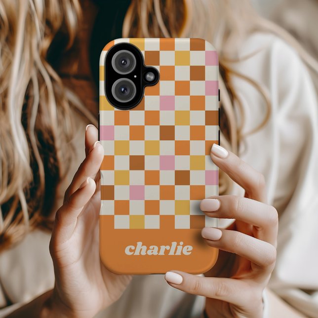 Trendy Retro Chequerboard Monogram Case-Mate iPhone Case (Creator Uploaded)