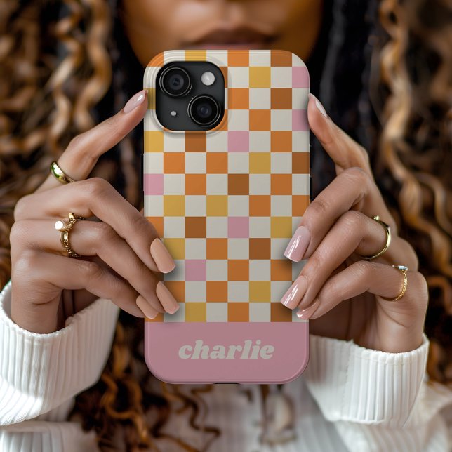 Trendy Retro Chequerboard Monogram Case-Mate iPhone Case (Creator Uploaded)