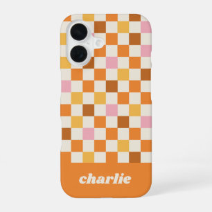 Trendy Retro Chequerboard Monogram iPhone 16 Case