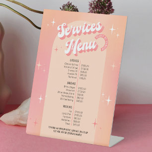 Trendy Retro Feminine Beauty Salon Price List Menu Pedestal Sign