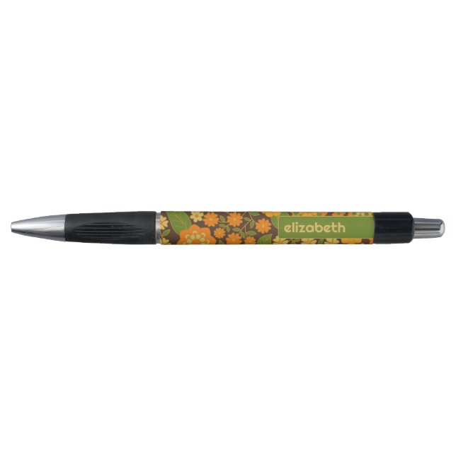 Trendy Retro Floral Pattern Custom name block  (Front)