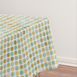 Trendy Retro Gold Teal Dot Pattern Tablecloth