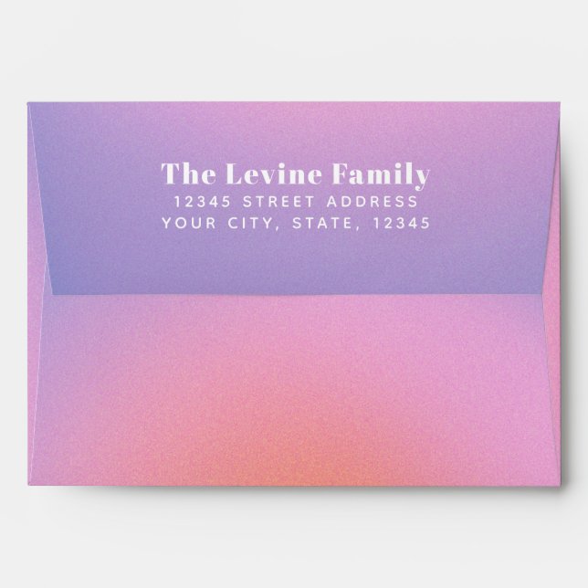 Trendy Retro Gradient Pink Purple Return Address E Envelope (Back (Top Flap))