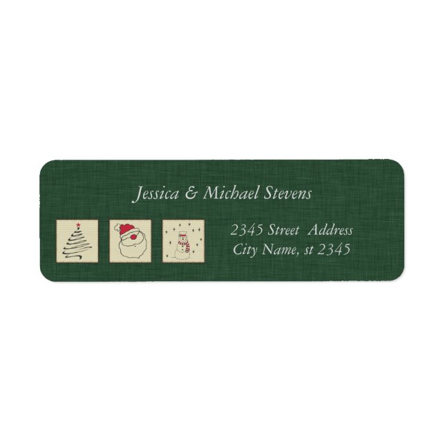 Trendy retro green linen cute Christmas patchwork (Front)
