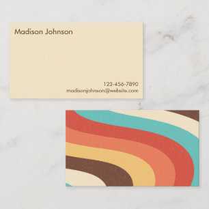 Trendy Retro Minimalist Blue Brown Orange 1970s Business Card