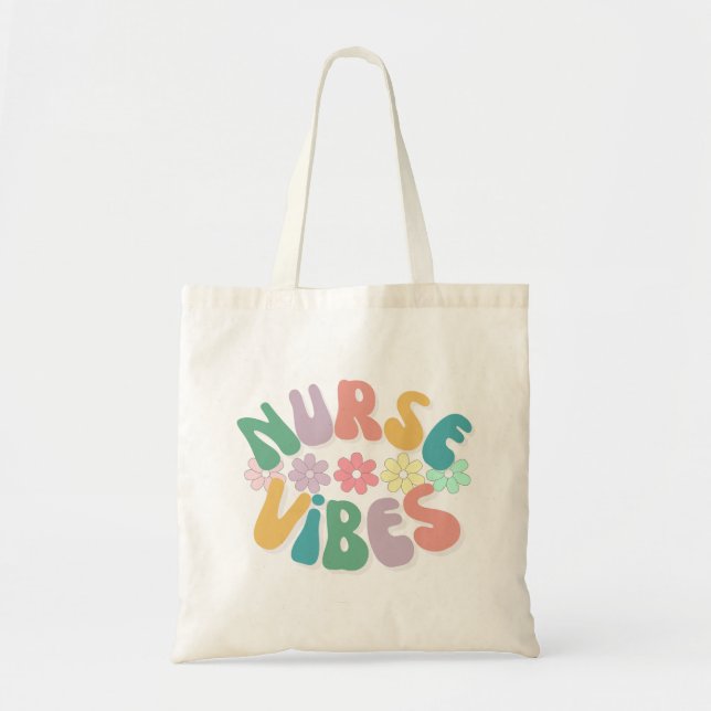 Trendy Retro Nurse Vibes Tote Bag (Front)