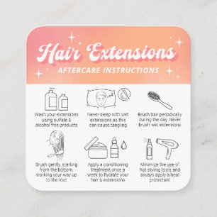 Trendy Retro Peach Logo Hair Extensions Aftercare Square Business Card