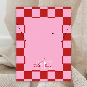 Trendy Retro Pink & Red Jewelry Label Display Business Card