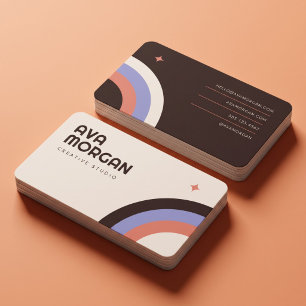 Trendy Retro Rainbow Creative Business Card