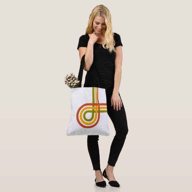 Trendy Retro Rainbow Stripes Tote Bag (On Model)