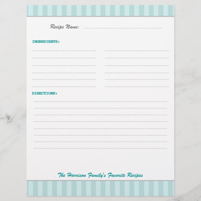 Trendy Retro Recipes Binder Insert (Front)