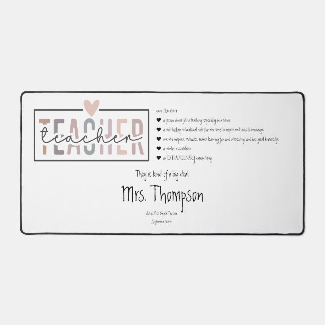 Trendy Retro School Teacher Appreciation Thank You Desk Mat (Front)