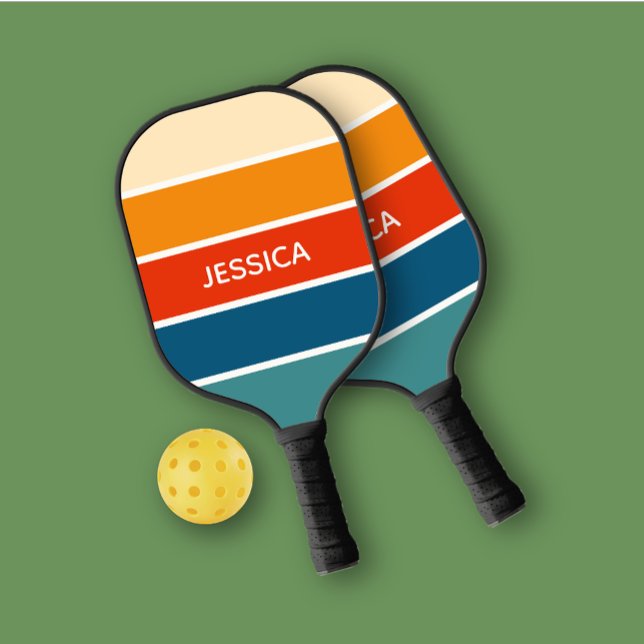 Trendy Retro Striped Personal Pickleball Paddle (Creator Uploaded)