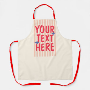 Trendy Retro Striped Typographic Custom Text Apron