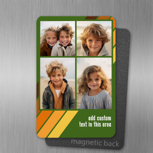 Trendy Retro Stripes 4 Photo Collage - Avocado Magnet