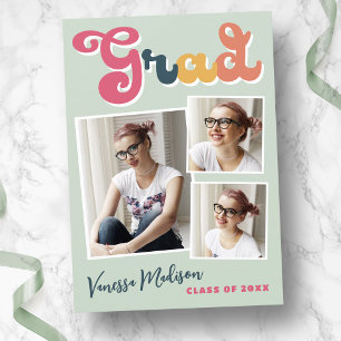 Trendy Retro Style Vintage Boho Colours Grad Photo Announcement