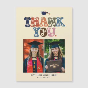 Trendy Retro Typography Photo Graduation Thank You