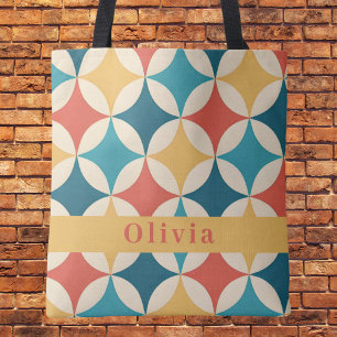 Trendy Retro Vintage Pattern Monogram Tote Bag