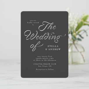 Trendy Ribbon Elegant Script Wedding Invitation
