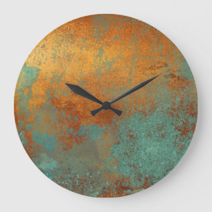Trendy Rich Copper Patina Metallic Large Clock