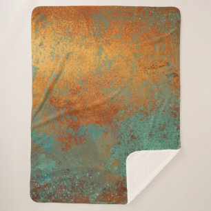 Trendy Rich Copper Patina Metallic Sherpa Blanket