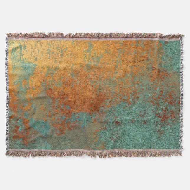 Trendy Rich Copper Patina Metallic Throw Blanket (Front)
