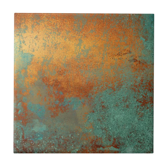 Trendy Rich Copper Patina Metallic Tile (Front)