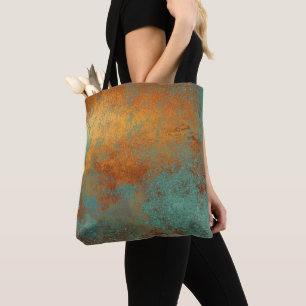 Trendy Rich Copper Patina Metallic Tote Bag
