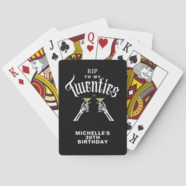 Trendy RIP To My Twenties 30th Birthday Party Playing Cards (Back)