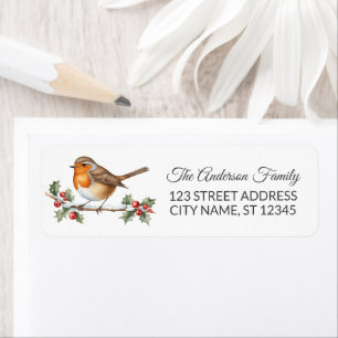 Trendy Robin Bird Winter Christmas Return Address