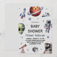 Trendy  Rocket Ship Space Galaxy Alien Baby Shower