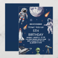 Trendy Rocket Ship Space Planet Galaxy Birthday 