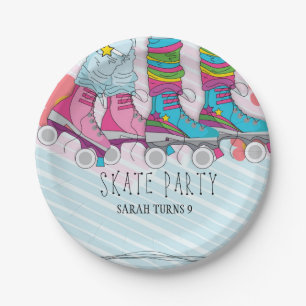Trendy Roller Skate Girls Birthday Party  Paper Plate
