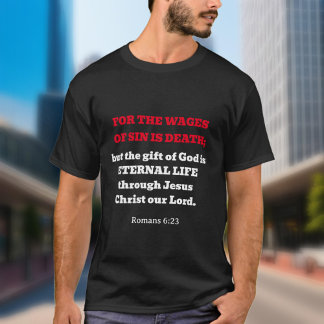 Trendy Romans 6:23 Gospel Scripture Christian Dark T-Shirt