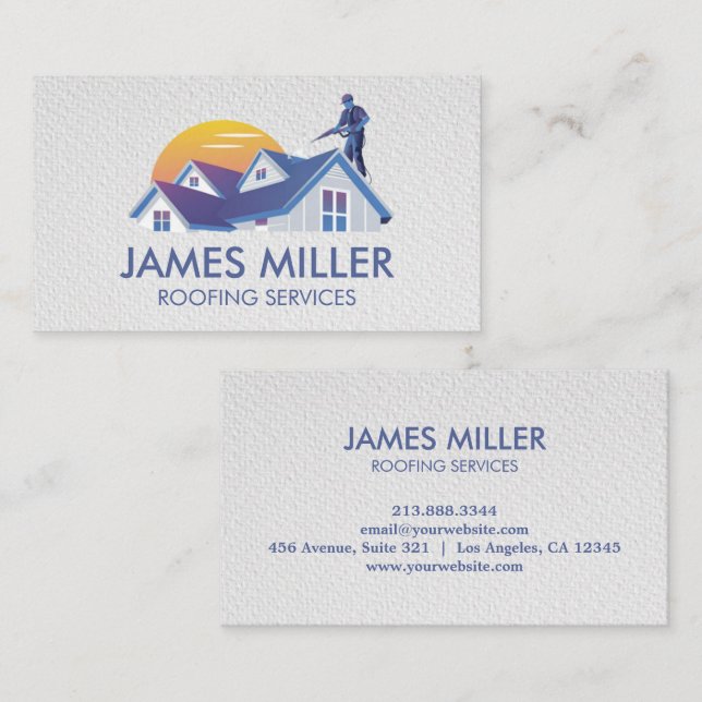 Trendy Roof Cleaning Repair Construction Gutter    Business Card (Front/Back)