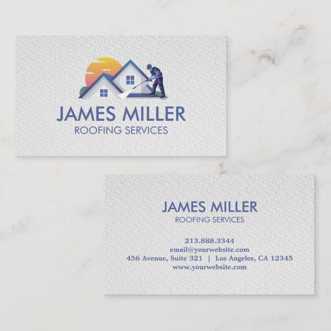Trendy Roof Cleaning Repair Construction Gutter    Business Card (Front/Back)