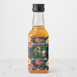 Trendy Rose Floral 15Th Birthday Party Liquor Bottle Label