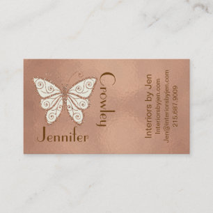 Trendy Rose Gold Butterfly Business Card
