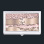 Trendy Rose Gold Diamonds Glitter Monogram Business Card Holder<br><div class="desc">Trendy rose gold pattern and diamonds with your monogram and name.The perfect cool gift idea for her on any occasion.</div>
