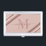 Trendy Rose Gold Foil Copper Brush Monogram Business Card Holder<br><div class="desc">Trendy Rose Gold Foil Copper Brush Monogram Business Card Case featuring your custom monogram and details with our chic luxury brush strokes in shades of rose gold,  copper,  bronze,  and blush clay. Perfect for your glam girly aesthetic!</div>